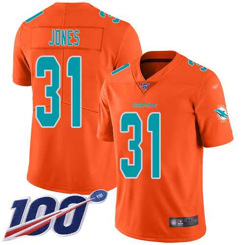 Nike Miami Dolphins #31 Byron Jones Orange Youth Stitched NFL Limited Inverted Legend 100th Season Jersey